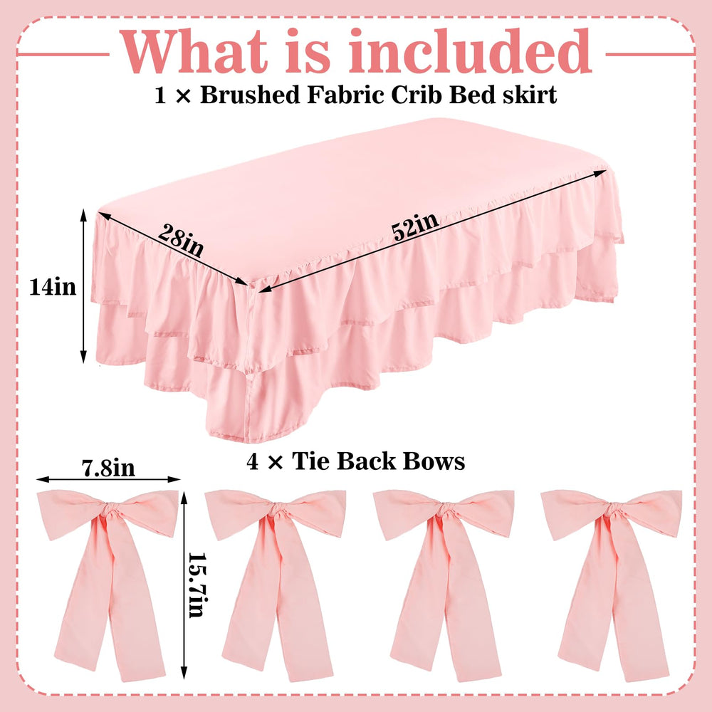 SmoothNovelty Pink crib skirt with a pleated double layer for a refined look