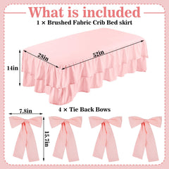 SmoothNovelty Pink crib skirt with a pleated double layer for a refined look