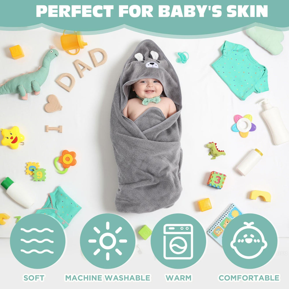 SmoothNovelty puppy hooded towel, playful design with strong absorbency for baby baths.