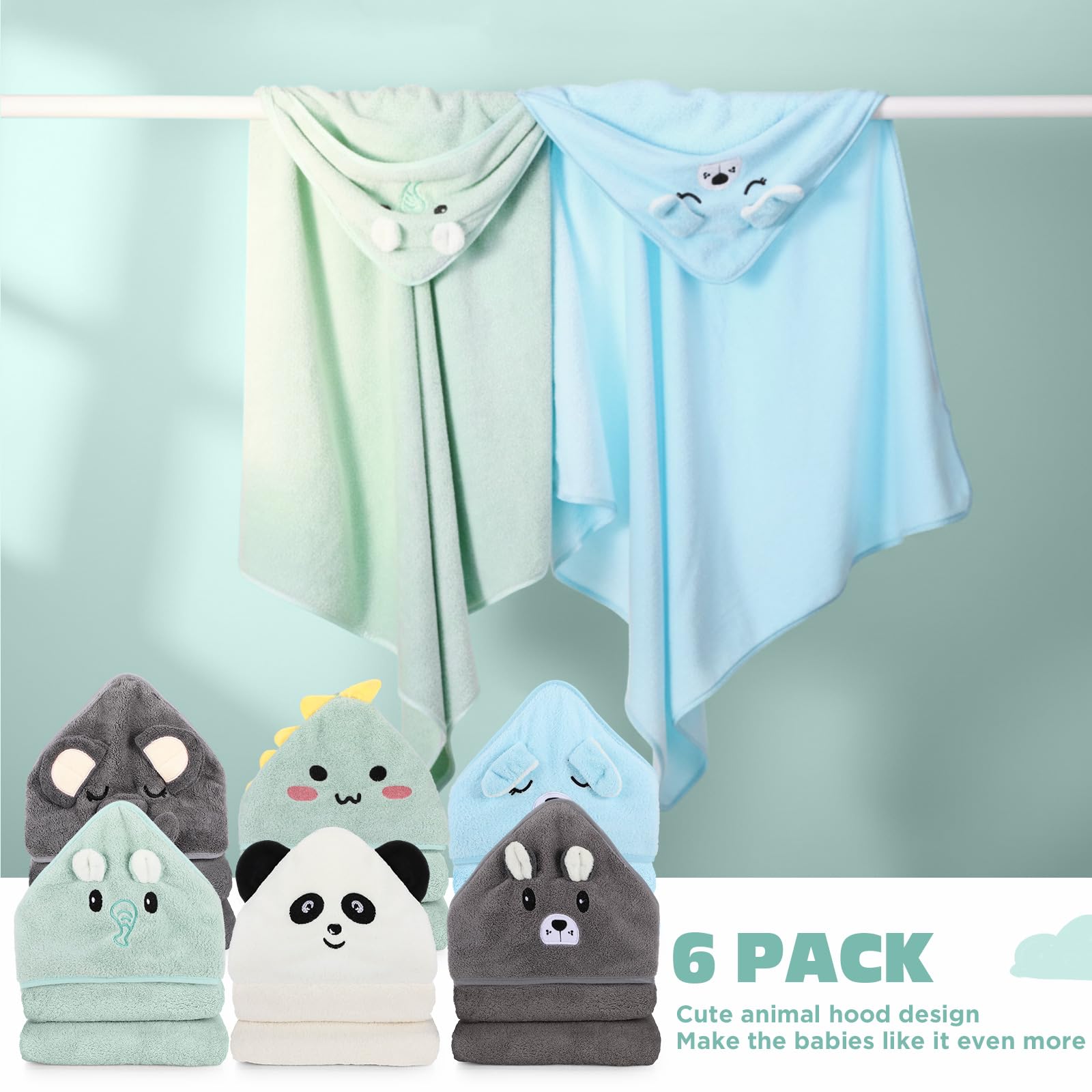 SmoothNovelty six-pack baby towels, colorful set offers variety and convenience.
