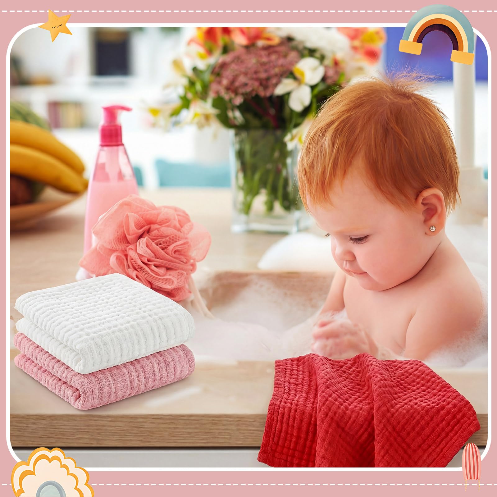 SmoothNovelty multi-color washcloth set supports spills and gentle cleansing during care.