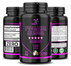 SMS Health Products Pueraria Mirifica pills bottle shows high-potency veggie capsules for daily support.