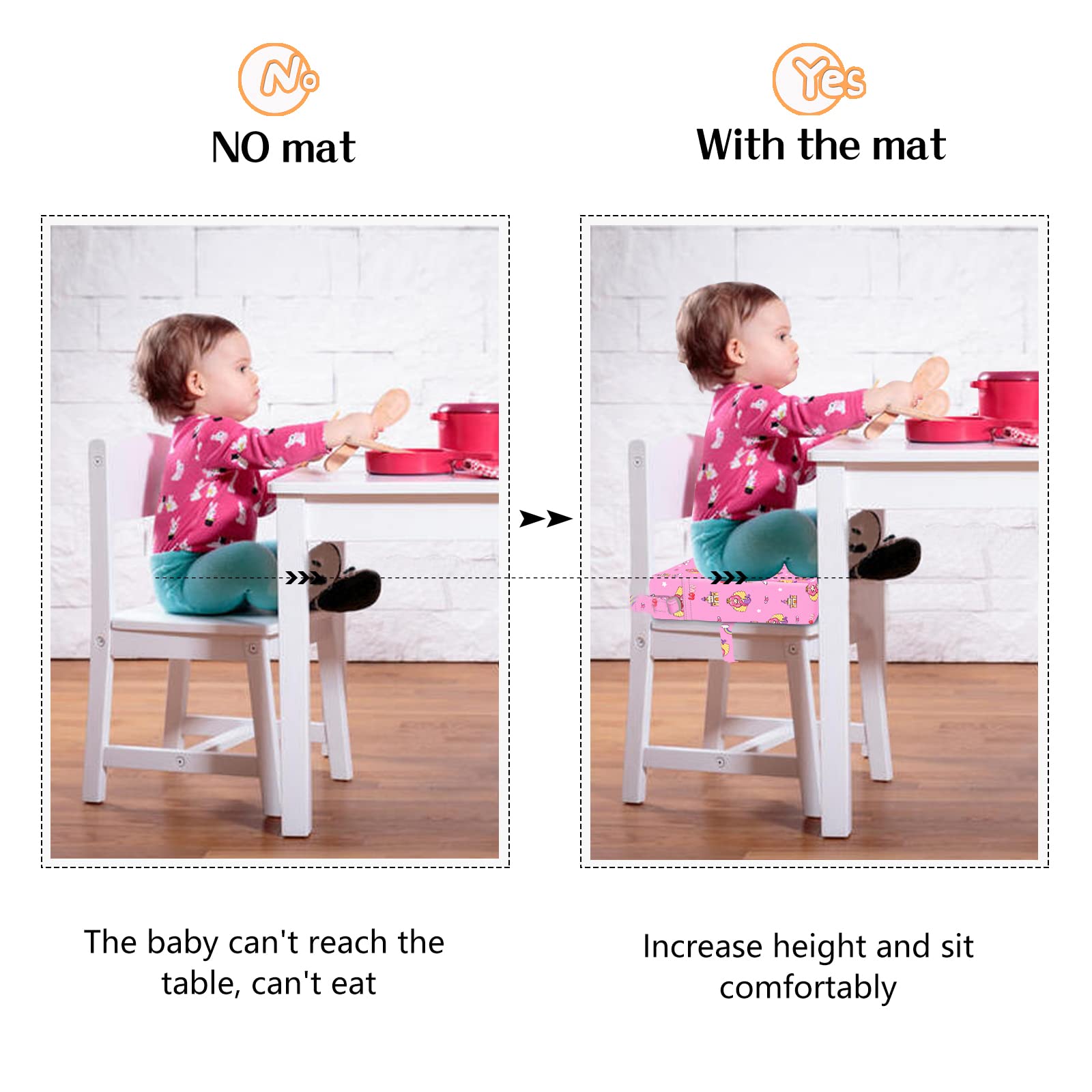 SMZCTYI booster seat side view with elevated height for easy reach