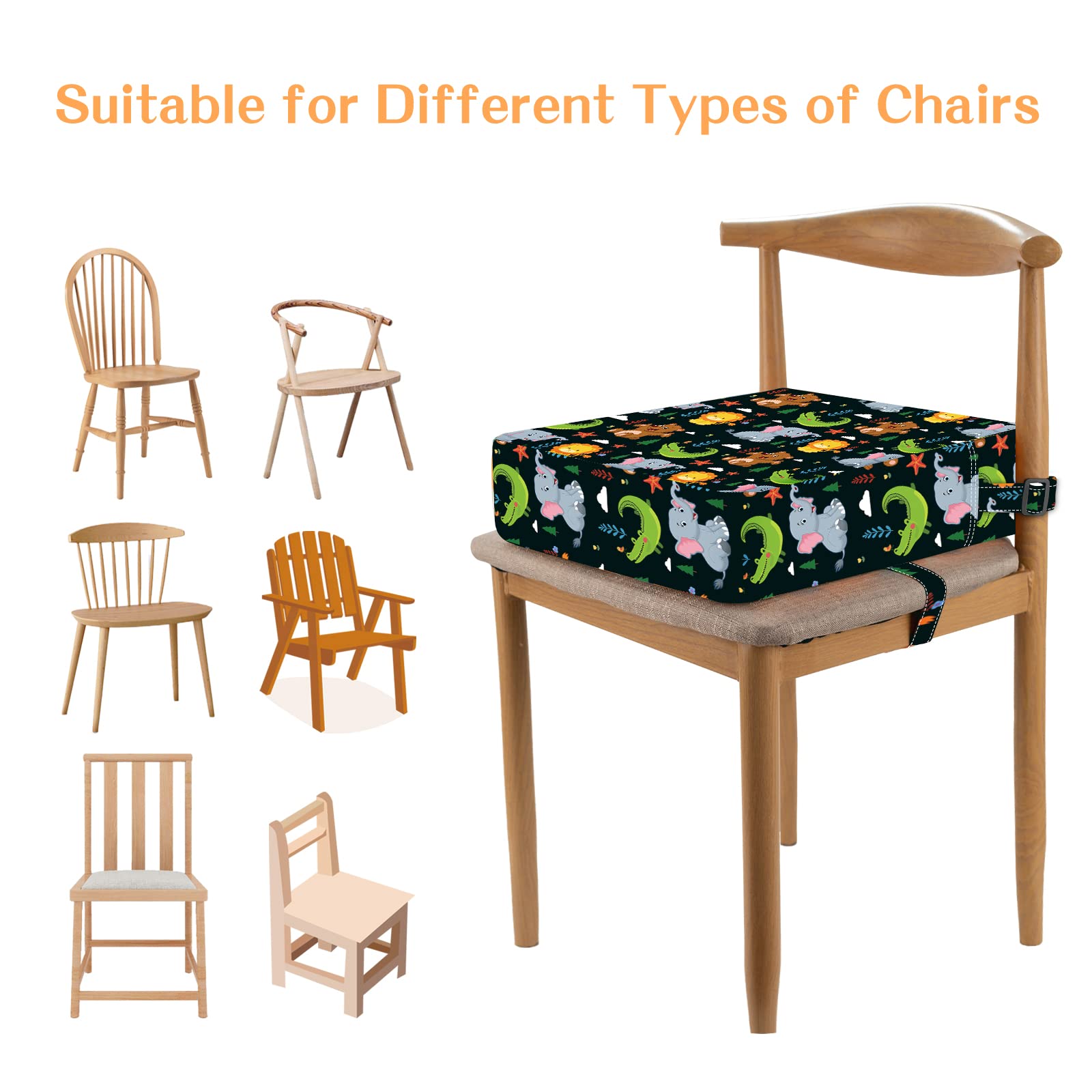 SMZCTYI animal-pattern booster seat engages kids during meals