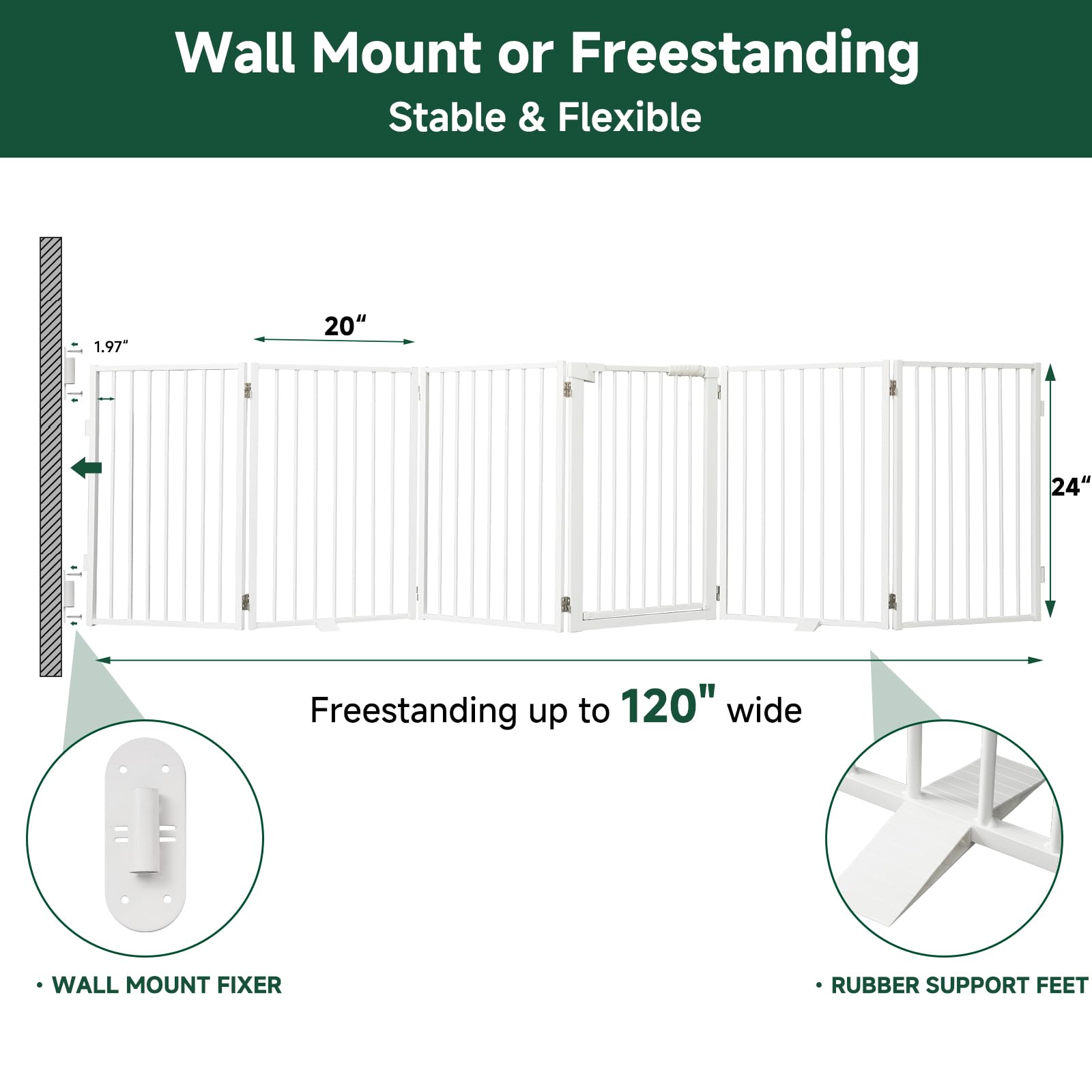 Snagle Paw gate with 360-degree hinges for easy folding and storage
