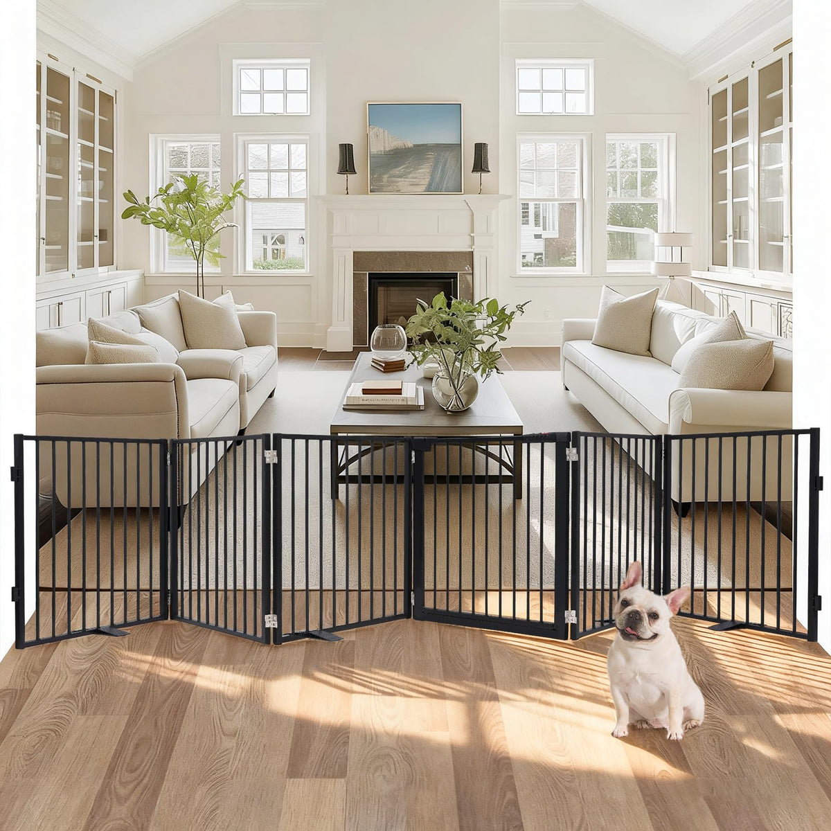 Snagle Paw extra-wide gate front view highlights a sturdy barrier for doors and hallways.