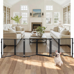Snagle Paw extra-wide gate front view highlights a sturdy barrier for doors and hallways.