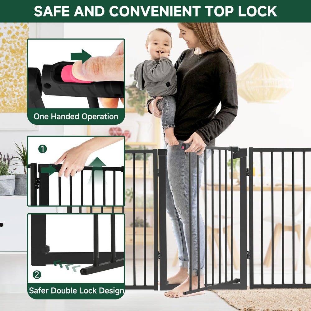 Snagle Paw gate with support feet provides freestanding stability in a hallway.