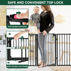 Snagle Paw gate with support feet provides freestanding stability in a hallway.