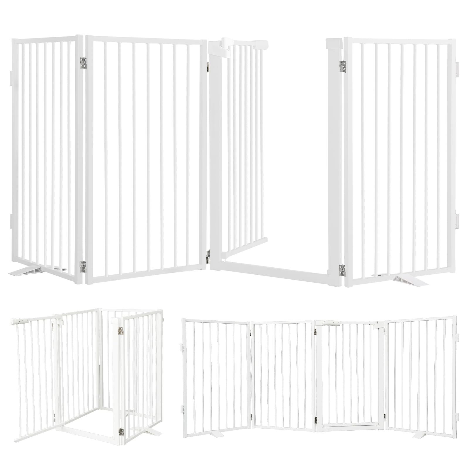 Snagle Paw metal freestanding dog gate in doorway, showcasing sturdy, chew-resistant design.