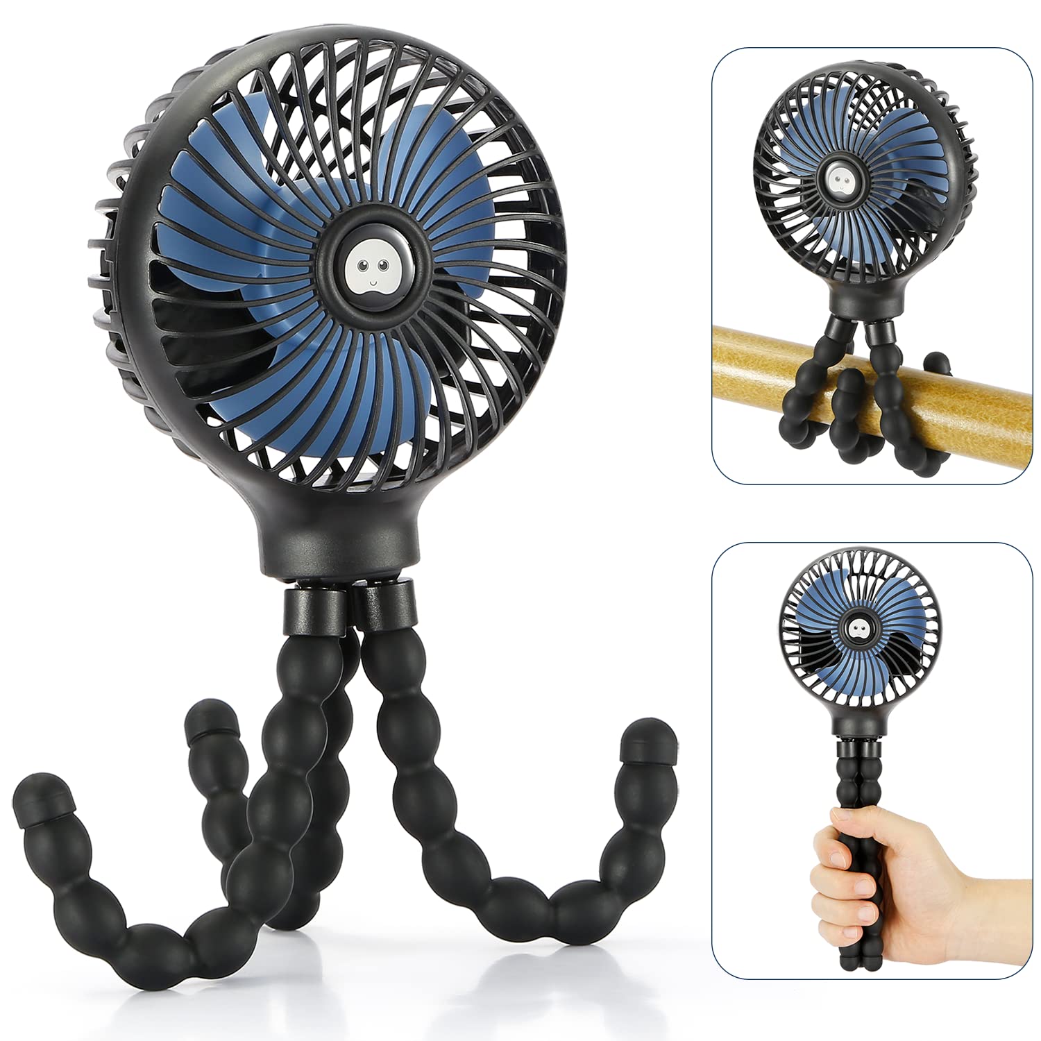 Snawowo mini fan with bendable tripod for safe, adjustable airflow.