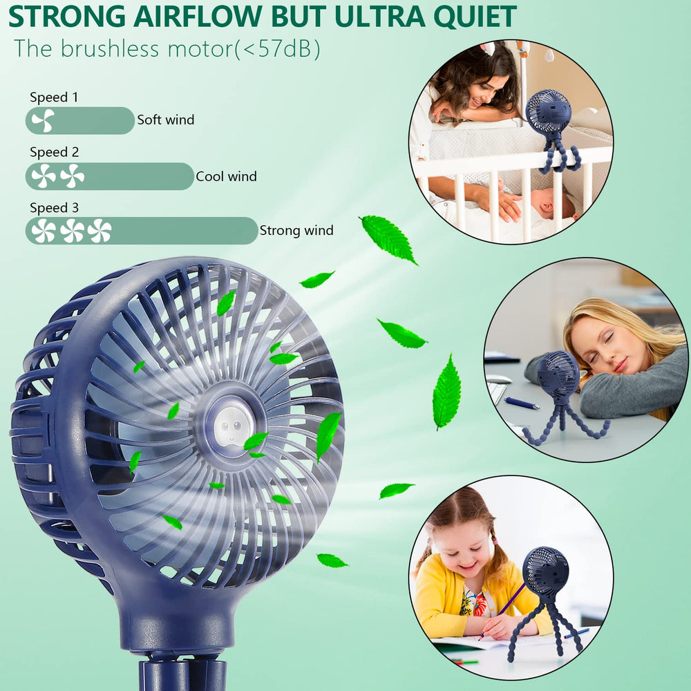 Snawowo fan clipped to a stroller for comfortable outings with baby.