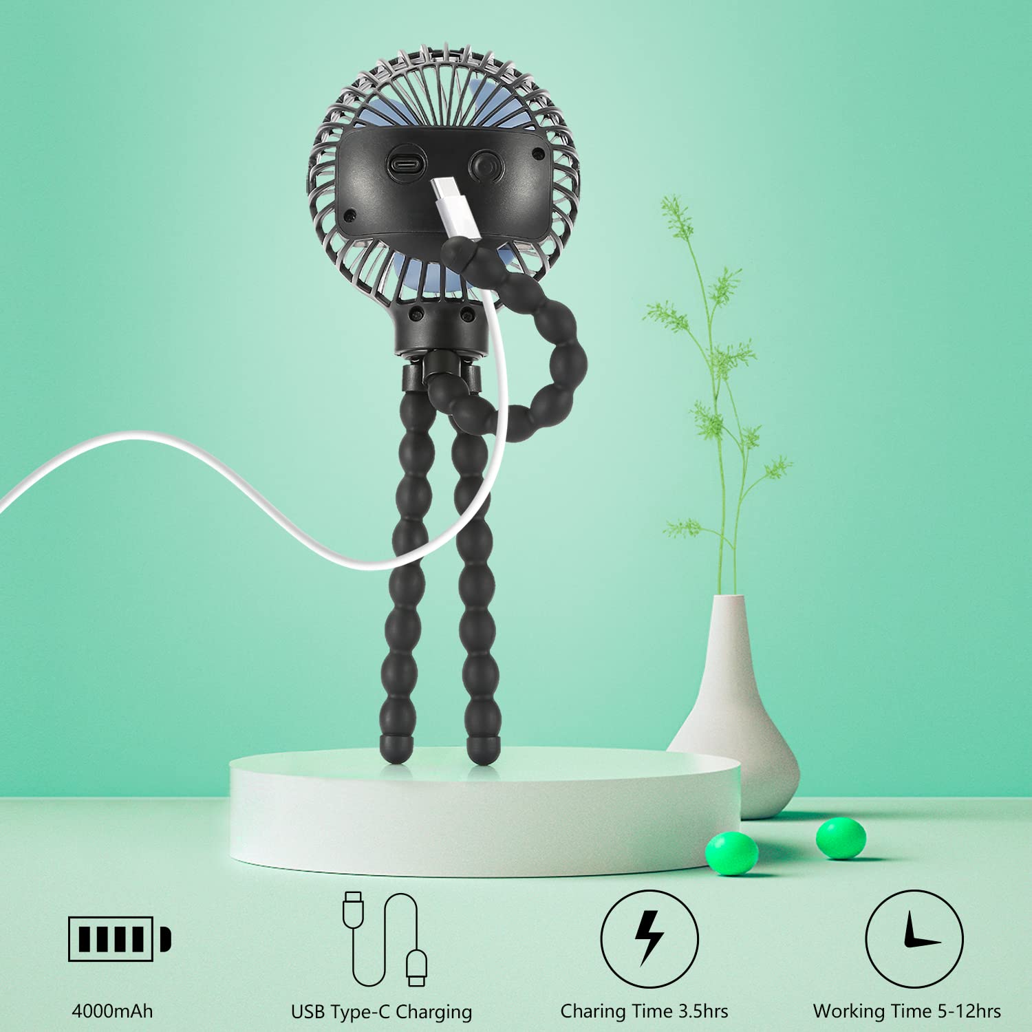 Snawowo USB rechargeable mini fan suitable for desk use.