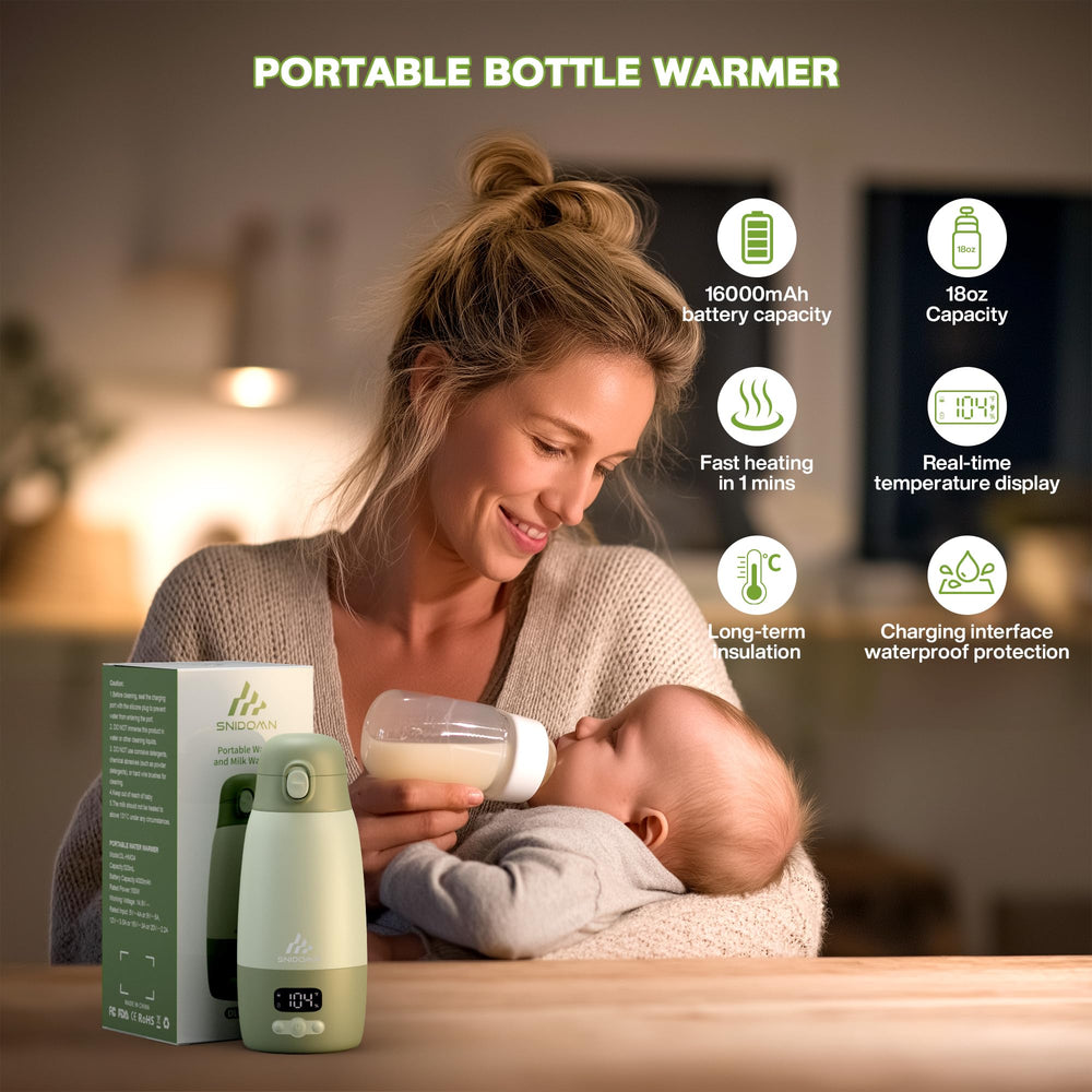 Snidomn fast heating reaches 104F in two minutes for quick feeds.