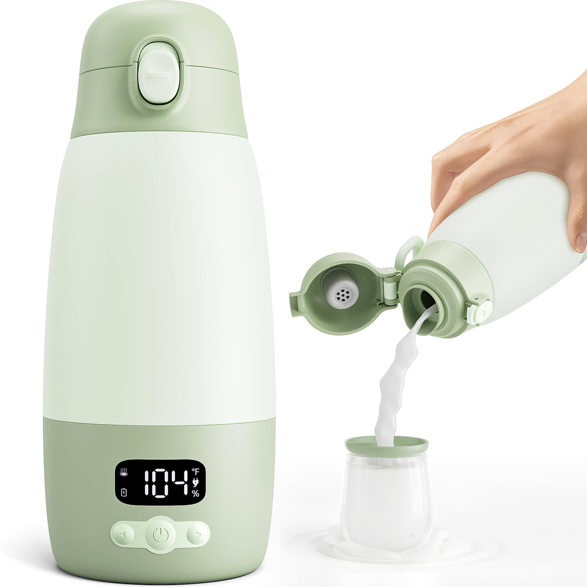 Snidomn portable bottle warmer display shows temperature and settings for easy on-the-go feeding.