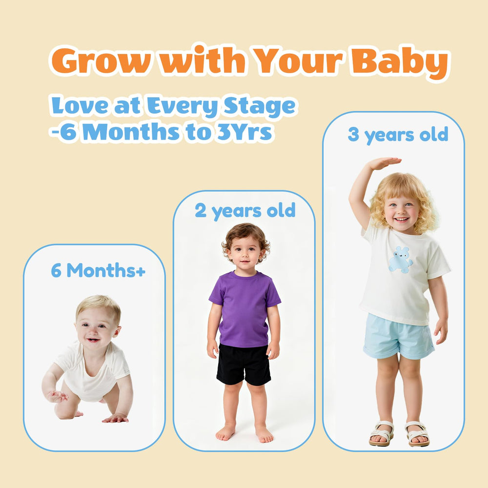 SNMUMU baby bath stand grows with your child from 6 to 36 months.