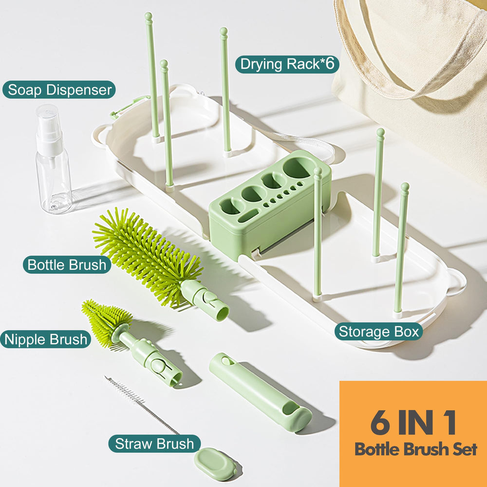Snonerion silicone bottle brush cleans without scratching bottle surfaces.