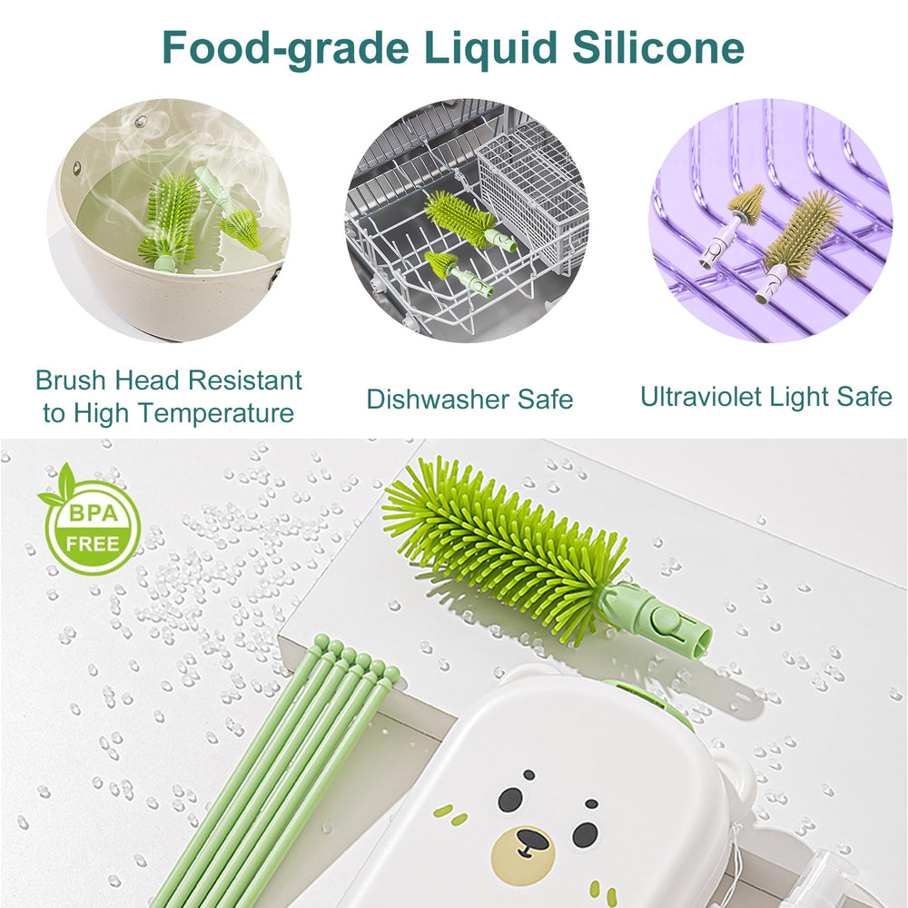 Snonerion straw brush reaches narrow interiors of straws.