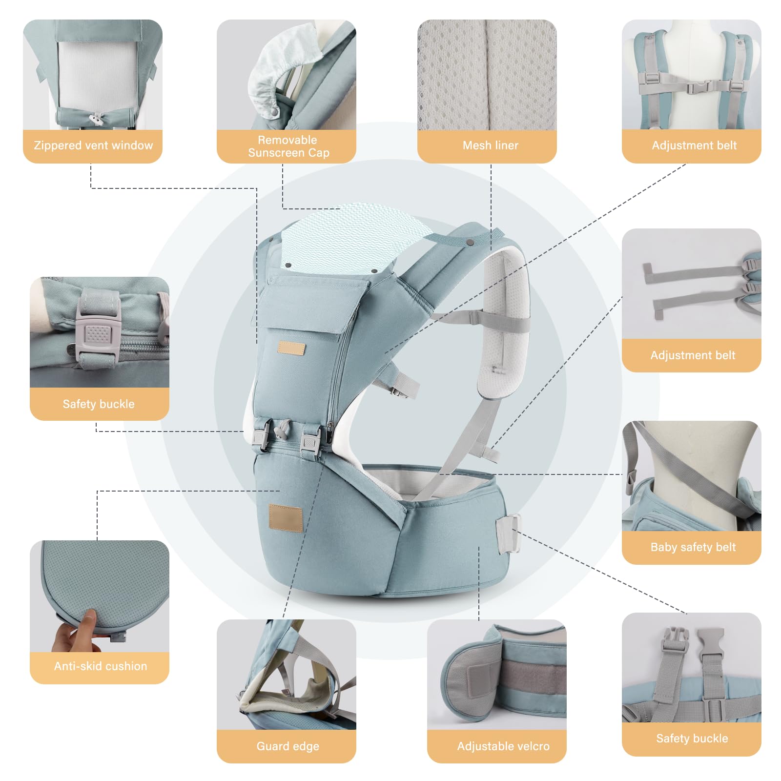 SNOOZYNEST ergonomic design maintaining natural sitting position for baby