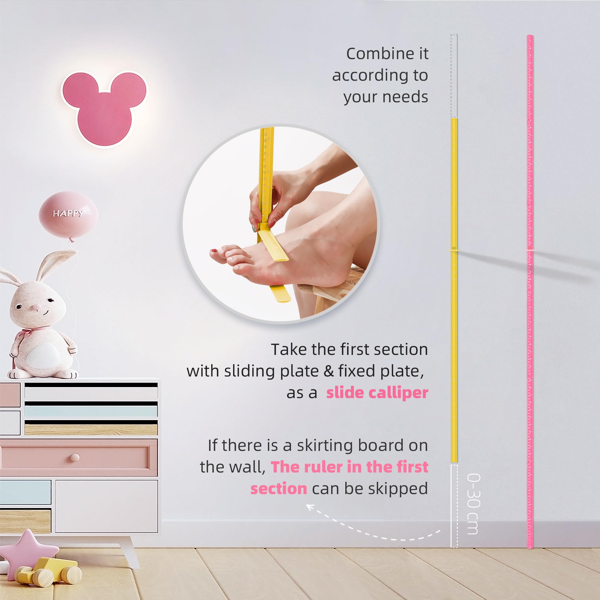 SNOPARD wall-friendly height chart saves space in nurseries