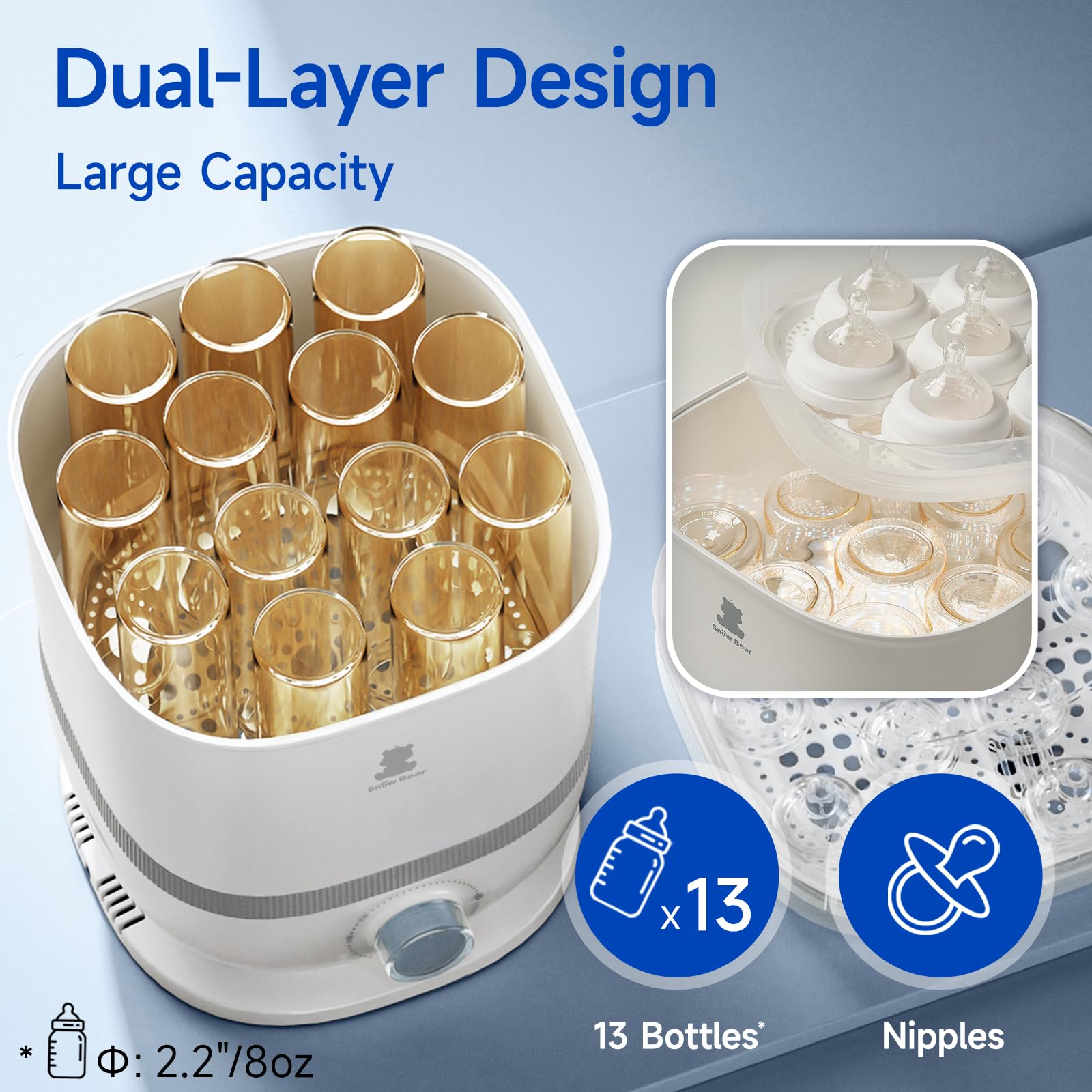 Snow Bear 360-degree drying uses steam for thorough cleaning.