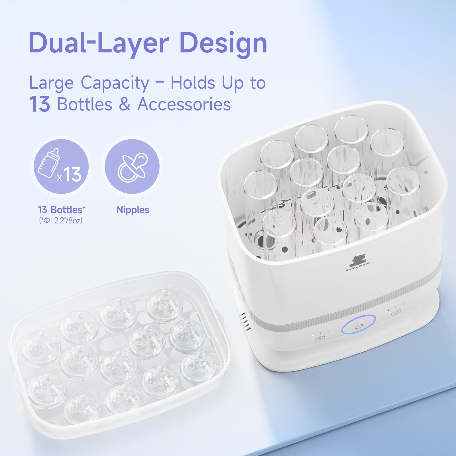Snow Bear large capacity holds up to 13 bottles and parts.