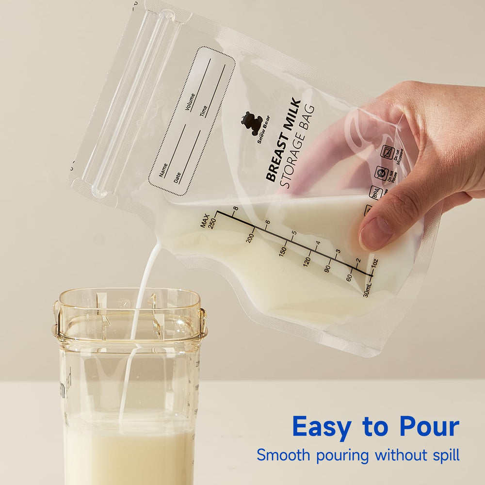 Snow Bear bag with wide opening for easy filling and pouring.