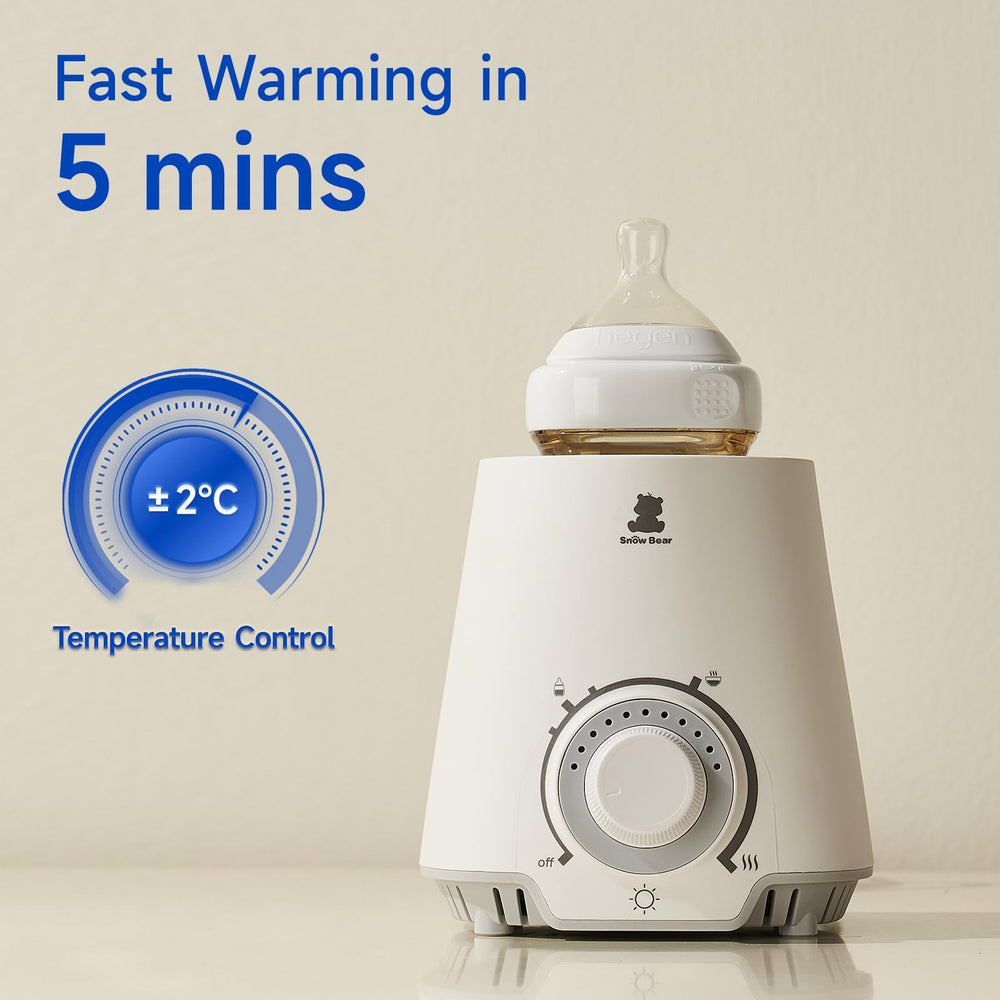 Snow Bear bottle warmer water bath closeup highlights even heating