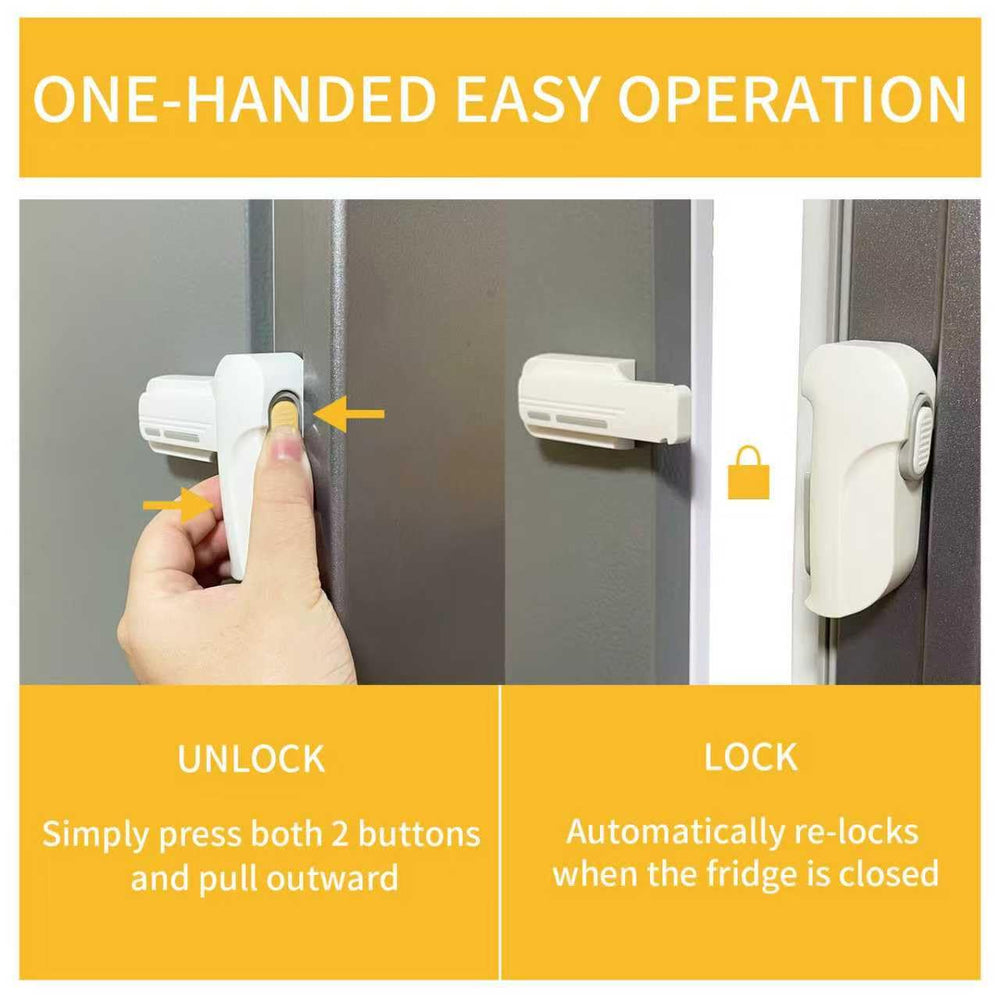 Snowharp removable fridge lock leaves no residue after removal.