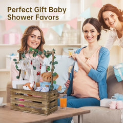 Snpwne personalized baby name plaque adds sentimental touch to the gift.