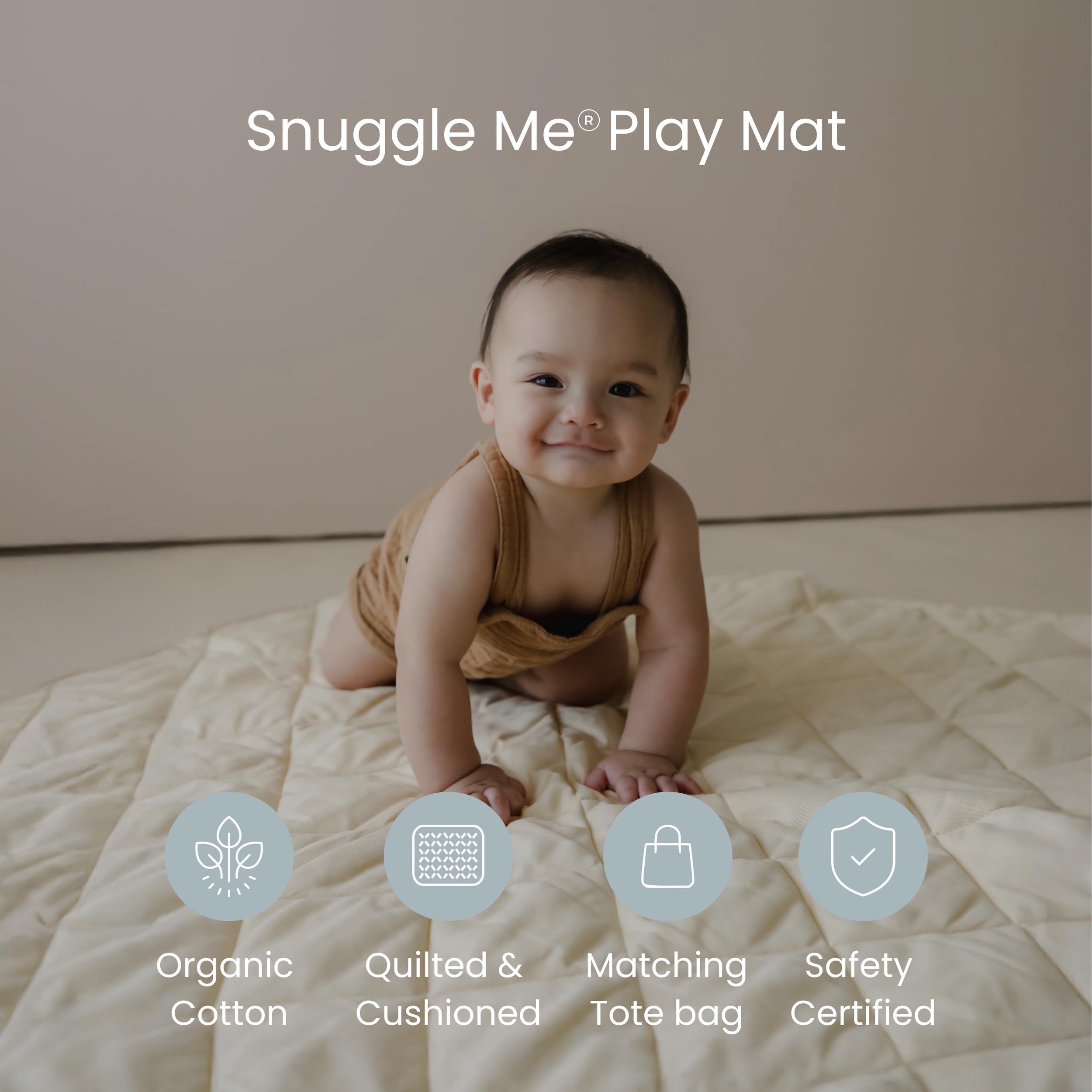 Roomy 37 by 37 inch surface supports early motor exploration and tummy time.