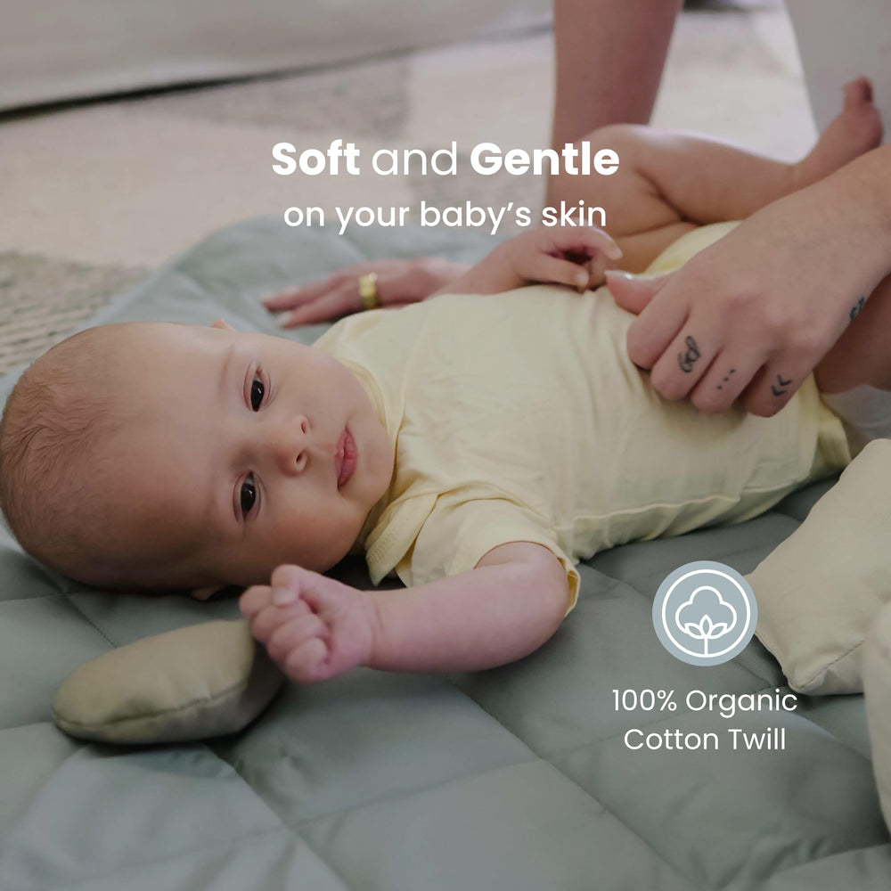 Machine washable fabric helps keep the play space fresh between uses.