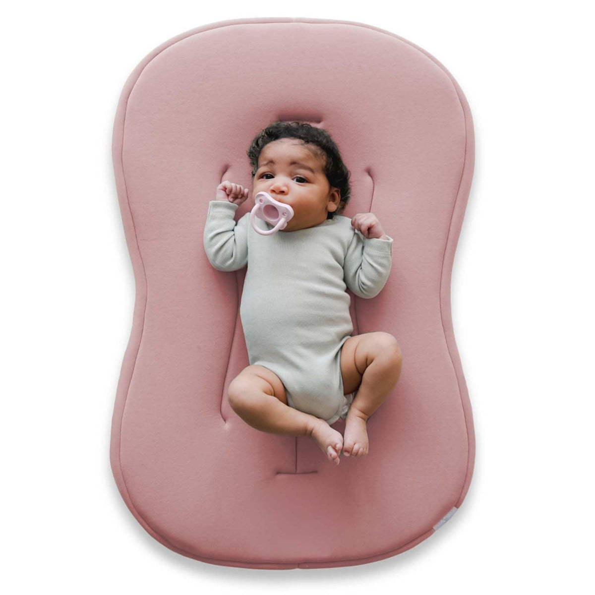 Snuggle Me Lounger Curve cover close-up showing buttery-soft organic cotton for gentle infant contact.