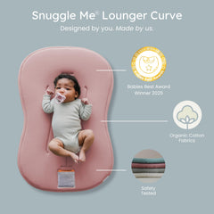 Snuggle Me Lounger Curve foam-core interior supports a cozy, cushioned feel for newborns.