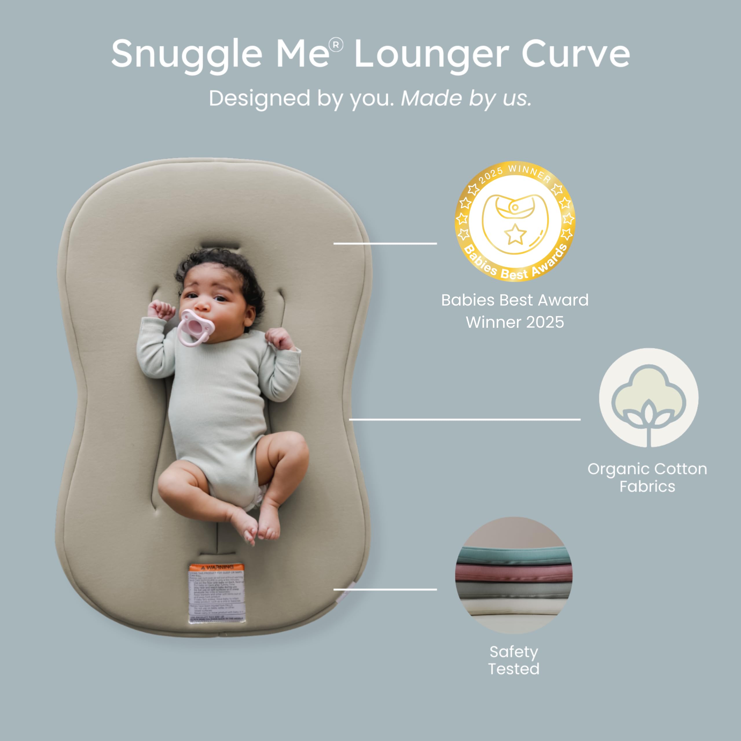 Snuggle Me Lounger Curve foam core image, plush support for playtime and tummy time.