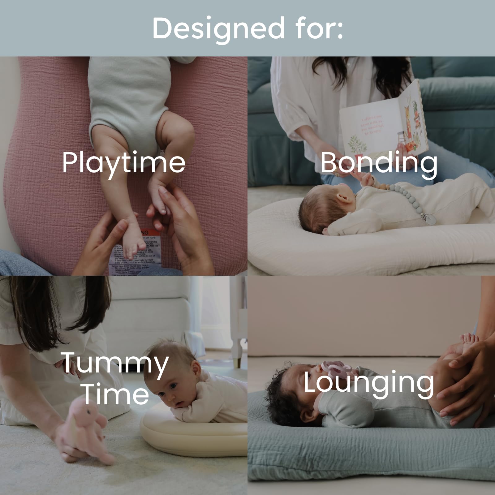 Snuggle Me Lounger Curve safety label, trusted standards for infant products.