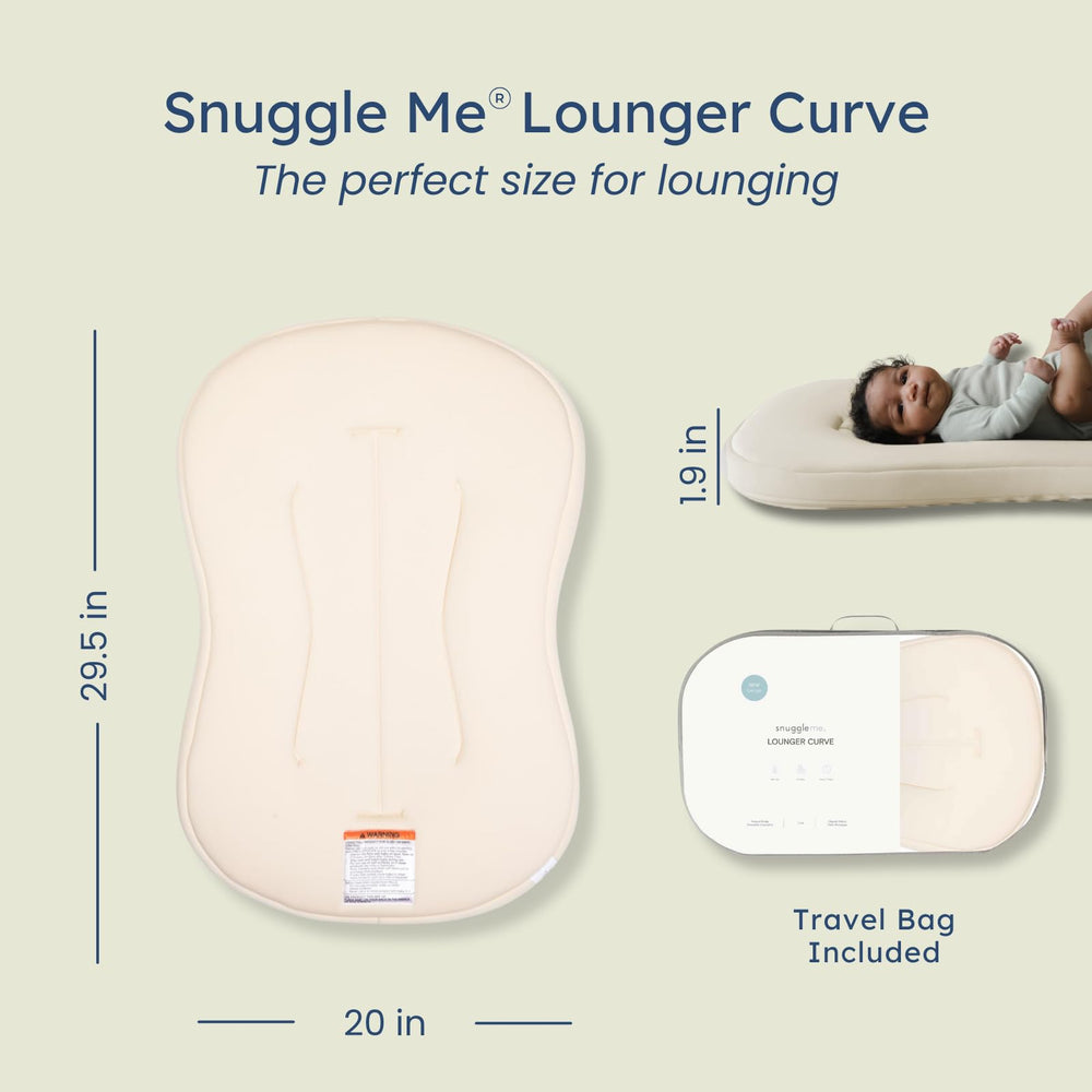 Snuggle Me Lounger Curve travel bag shown for easy portability.