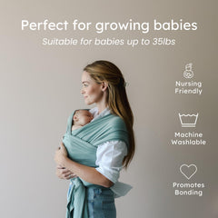 Snuggle Me Baby Wrap demonstrates ergonomic hip-friendly position