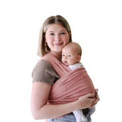 snuggle me baby wrap front view shows hands-free carrying and cozy hug