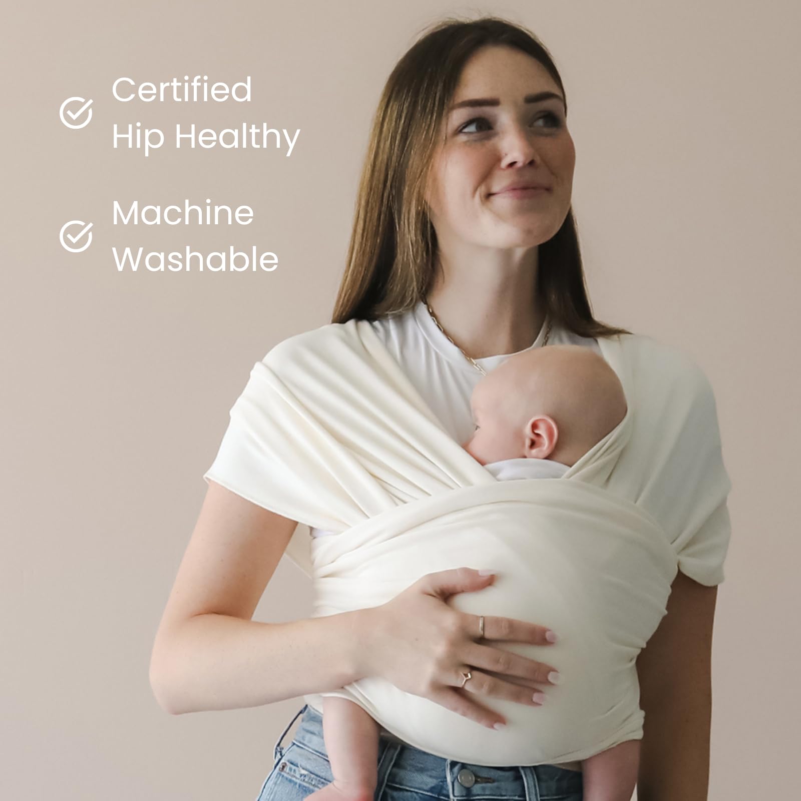 snuggle me baby wrap stretchy soft fabric adapts to growing baby.