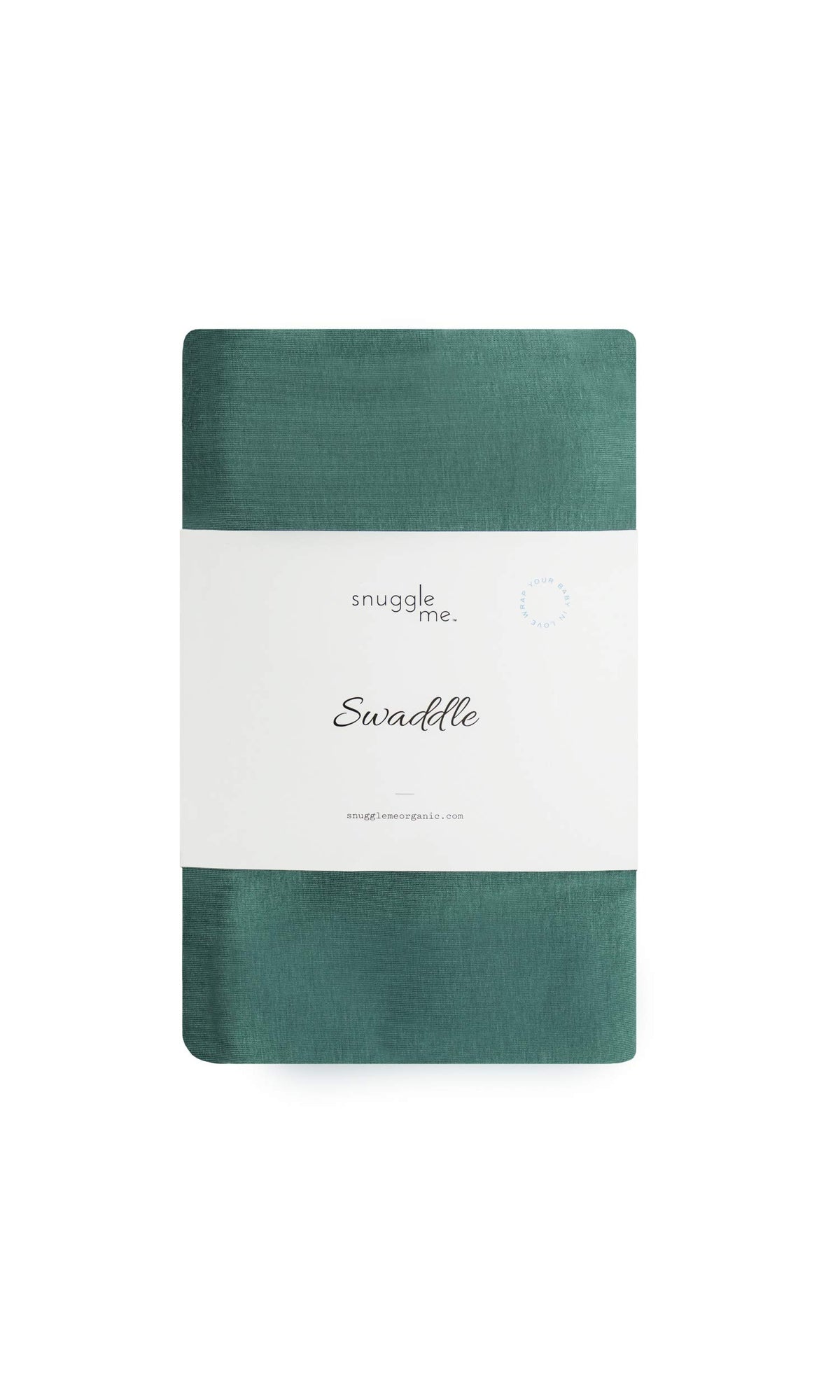 Snuggle Me Swaddle Moss front view showing soft organic cotton fabric.