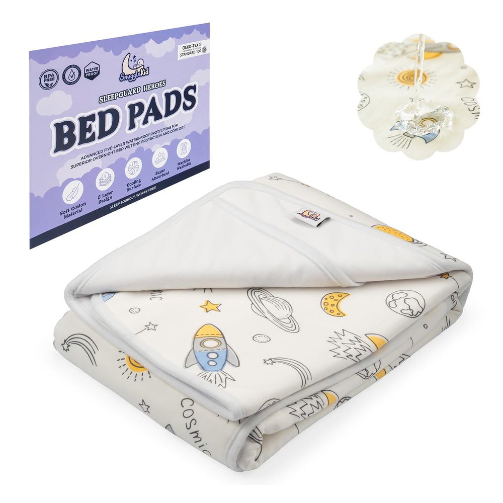 Snugglekid yellow rabbit print keeps kids engaged while staying dry.