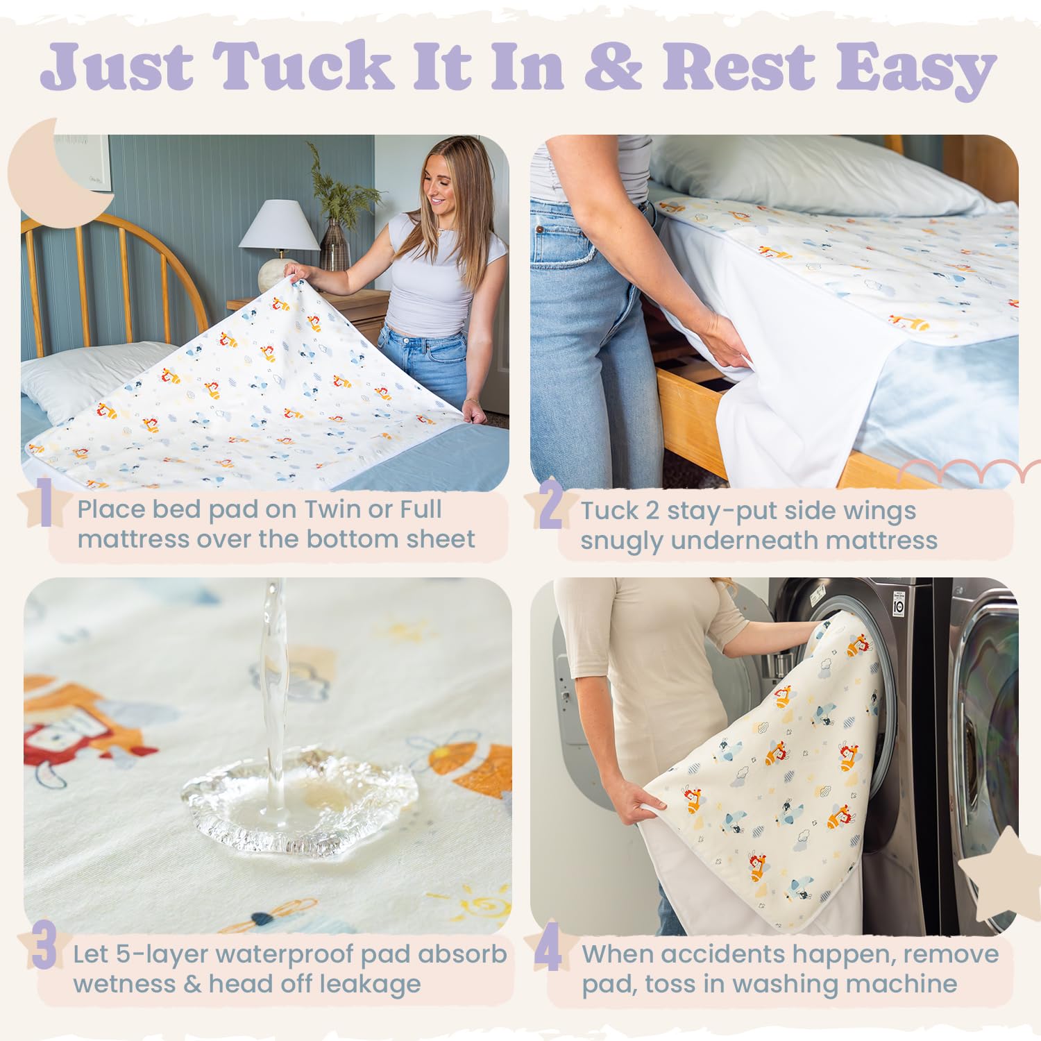 Snugglekid waterproof TPU layer provides leak protection for overnight use.