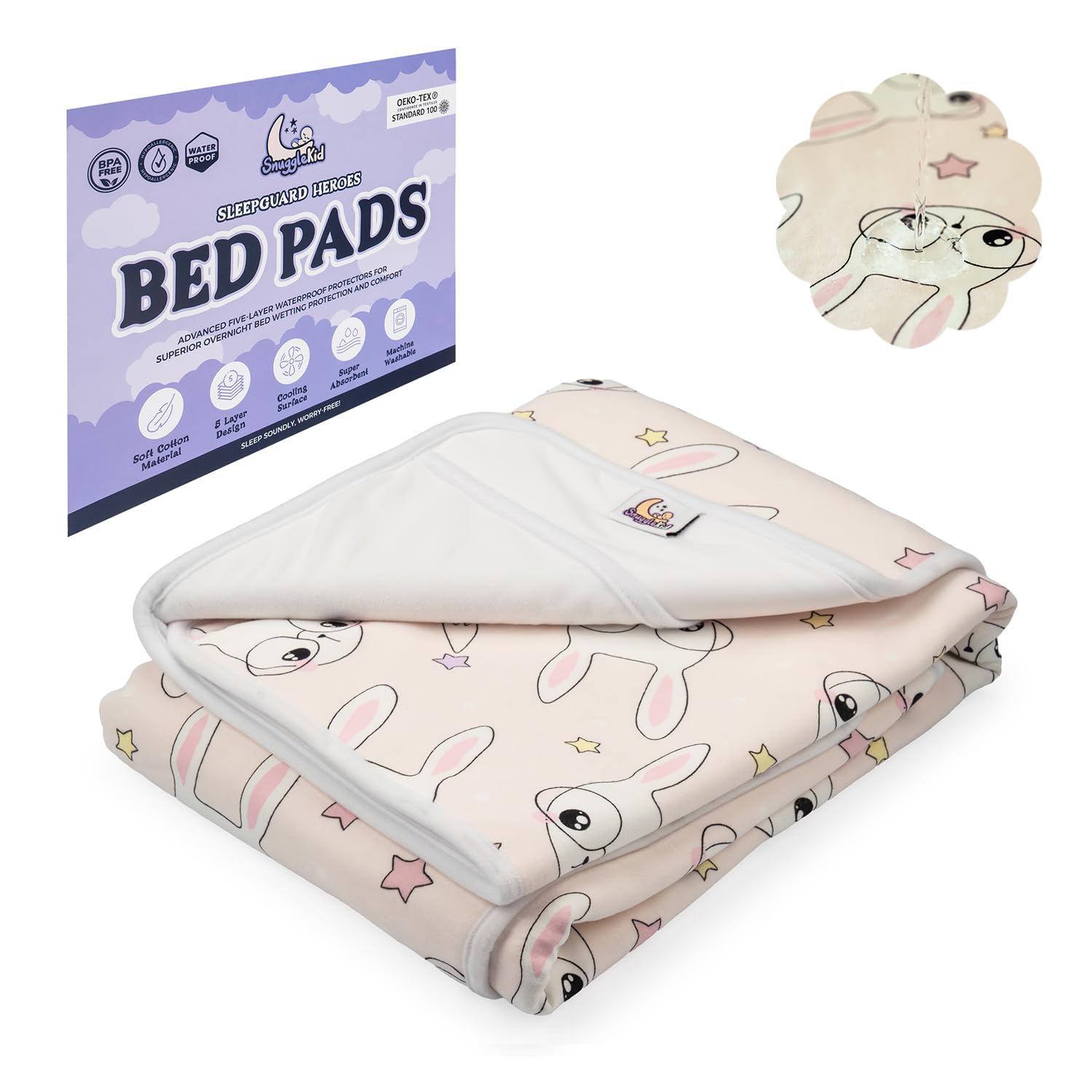 Snugglekid yellow rabbit print offers a cheerful option for nighttime protection.