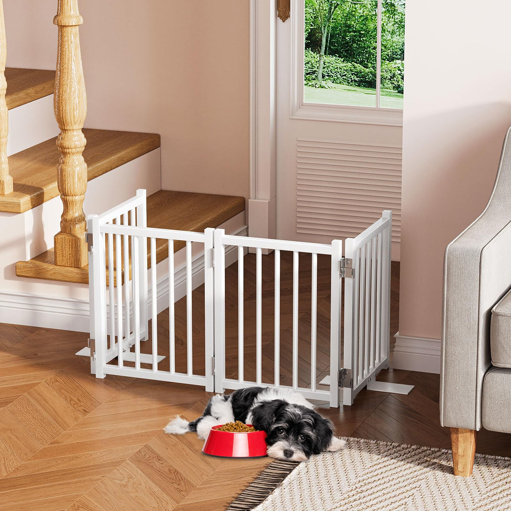 Snughome dog gate extended to 48 inches, ideal for wide hallways and stair landings.