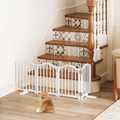 Snughome dog gate folding system; accordion-style setup for quick positioning.