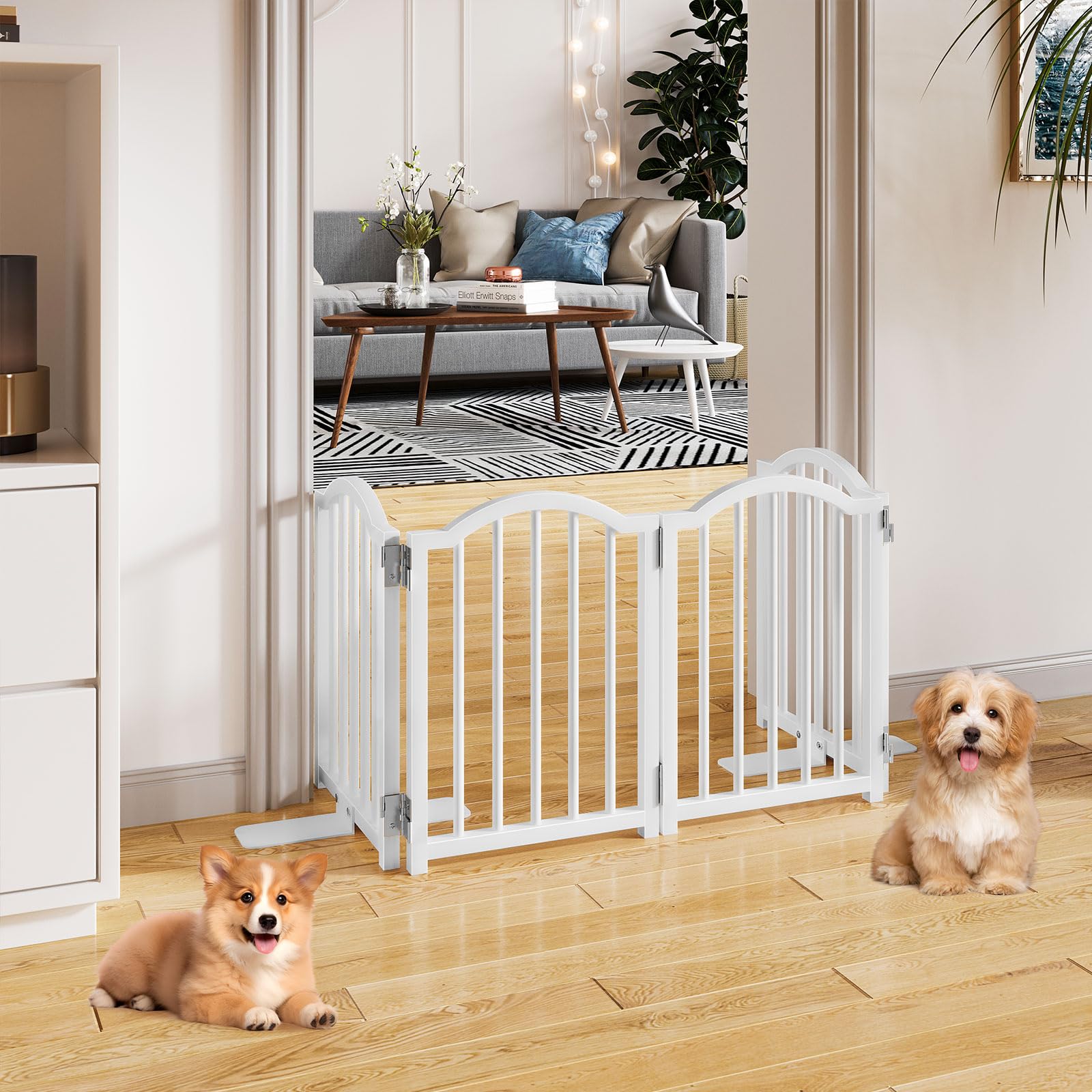 Snughome gate with non-slip pads; keeps gate steady on smooth surfaces.