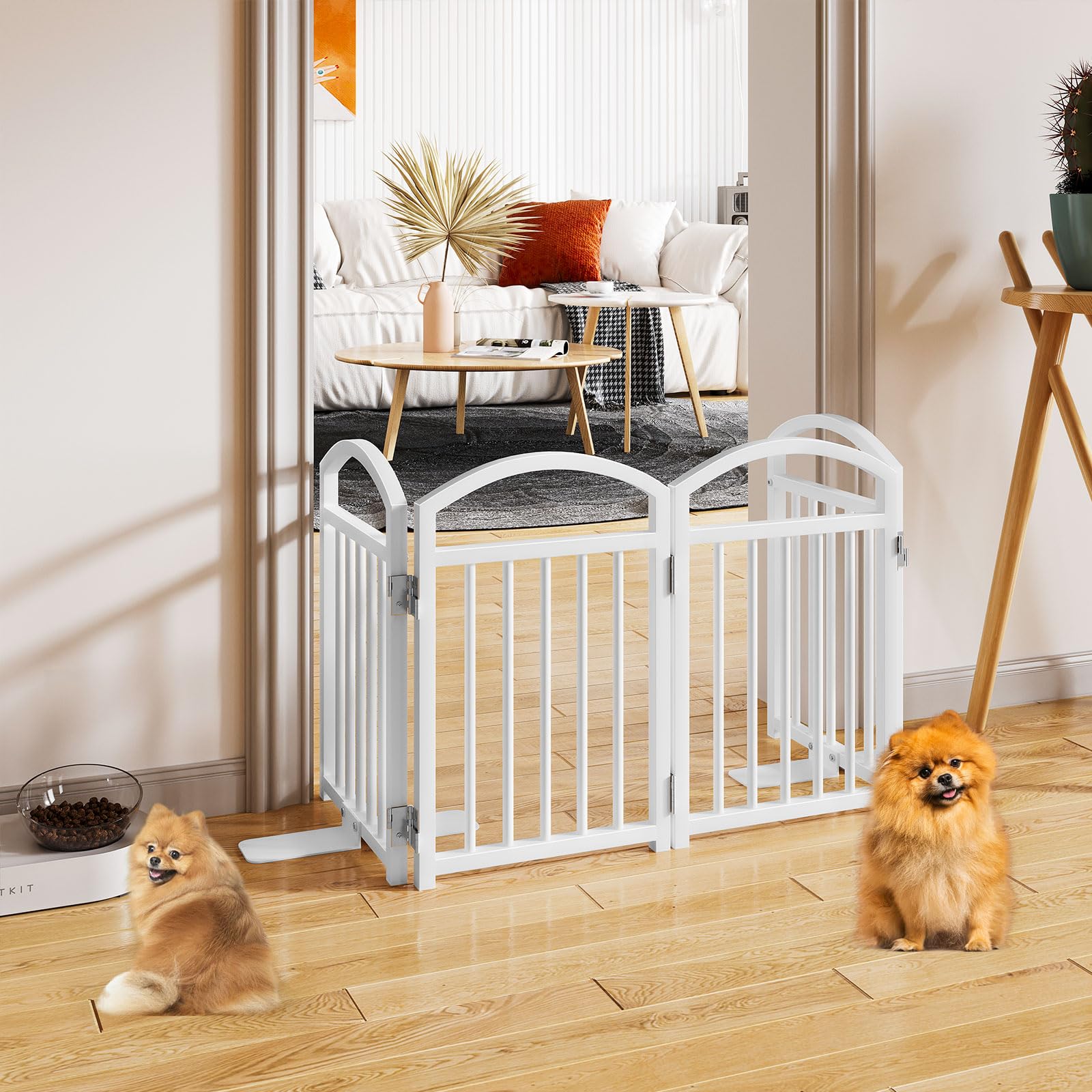 Snughome dog gate step-over design allows easy adult passage.