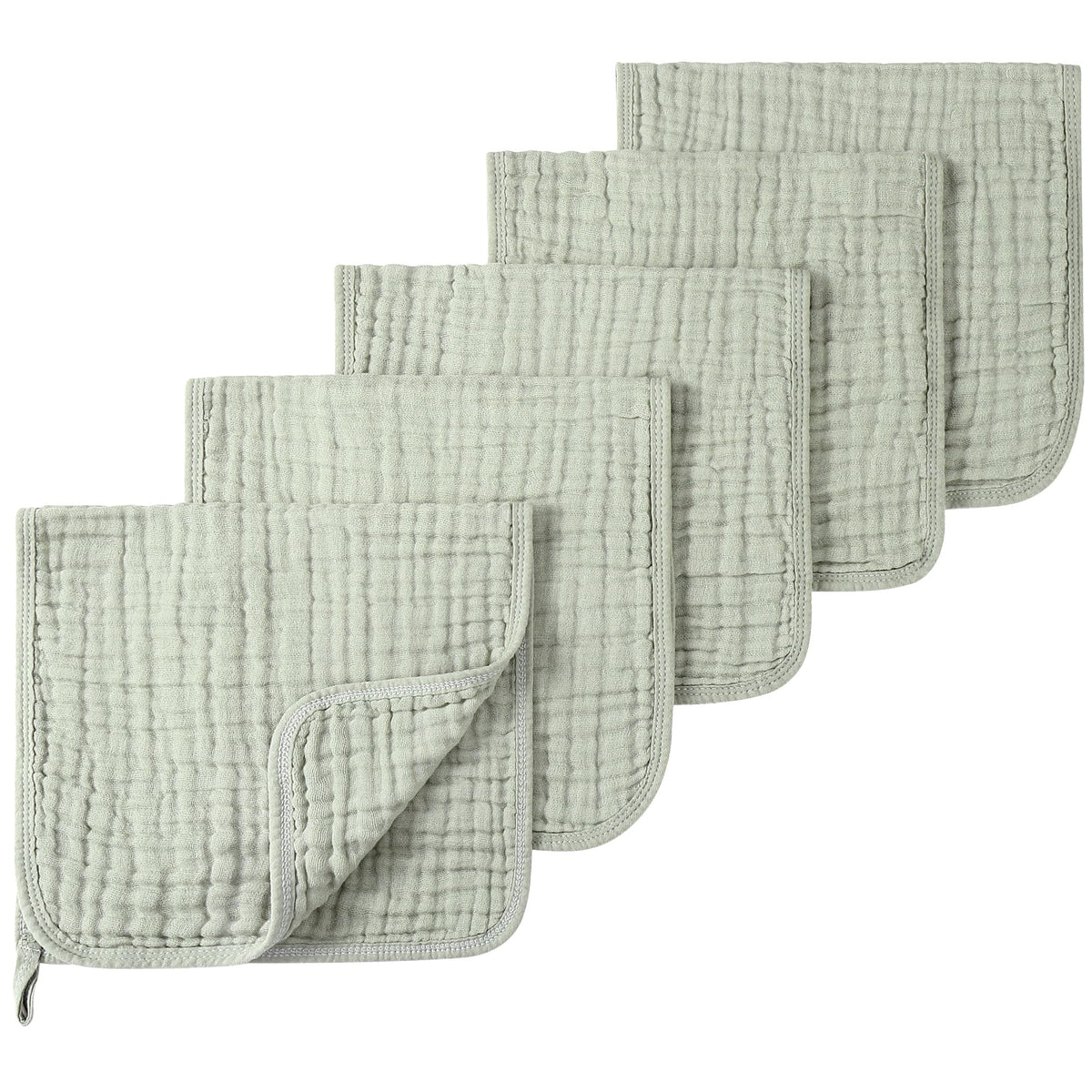 SnugOre Muslin Burp Cloths 5-pack packshot shows soft, highly absorbent protection for spit-up.