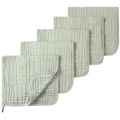 SnugOre Muslin Burp Cloths 5-pack packshot shows soft, highly absorbent protection for spit-up.